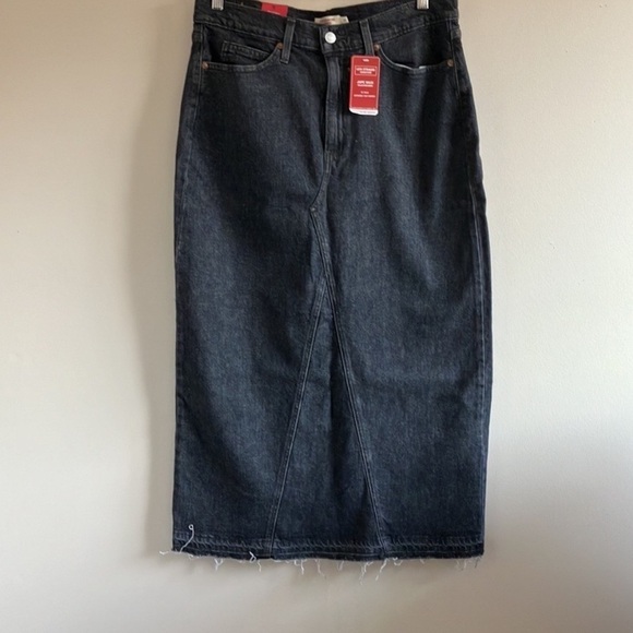 NWT Levi Strauss Signature Women's Maxi Denim Charcoal Gray Skirt Sz 8 - Picture 4 of 8